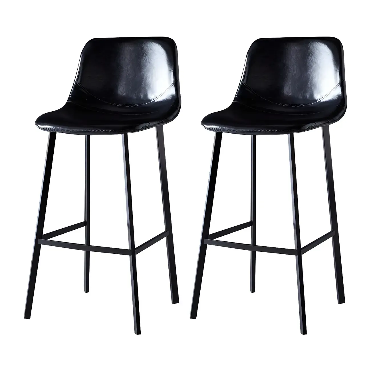Bucket Low Back Upholstered Leather Counter Bar Stool Image - 25