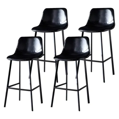 Bucket Low Back Upholstered Leather Counter Bar Stool Image - 26