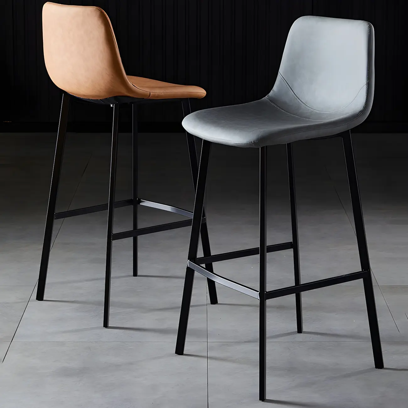 Bucket Low Back Upholstered Leather Counter Bar Stool Image - 15 | homeyfad