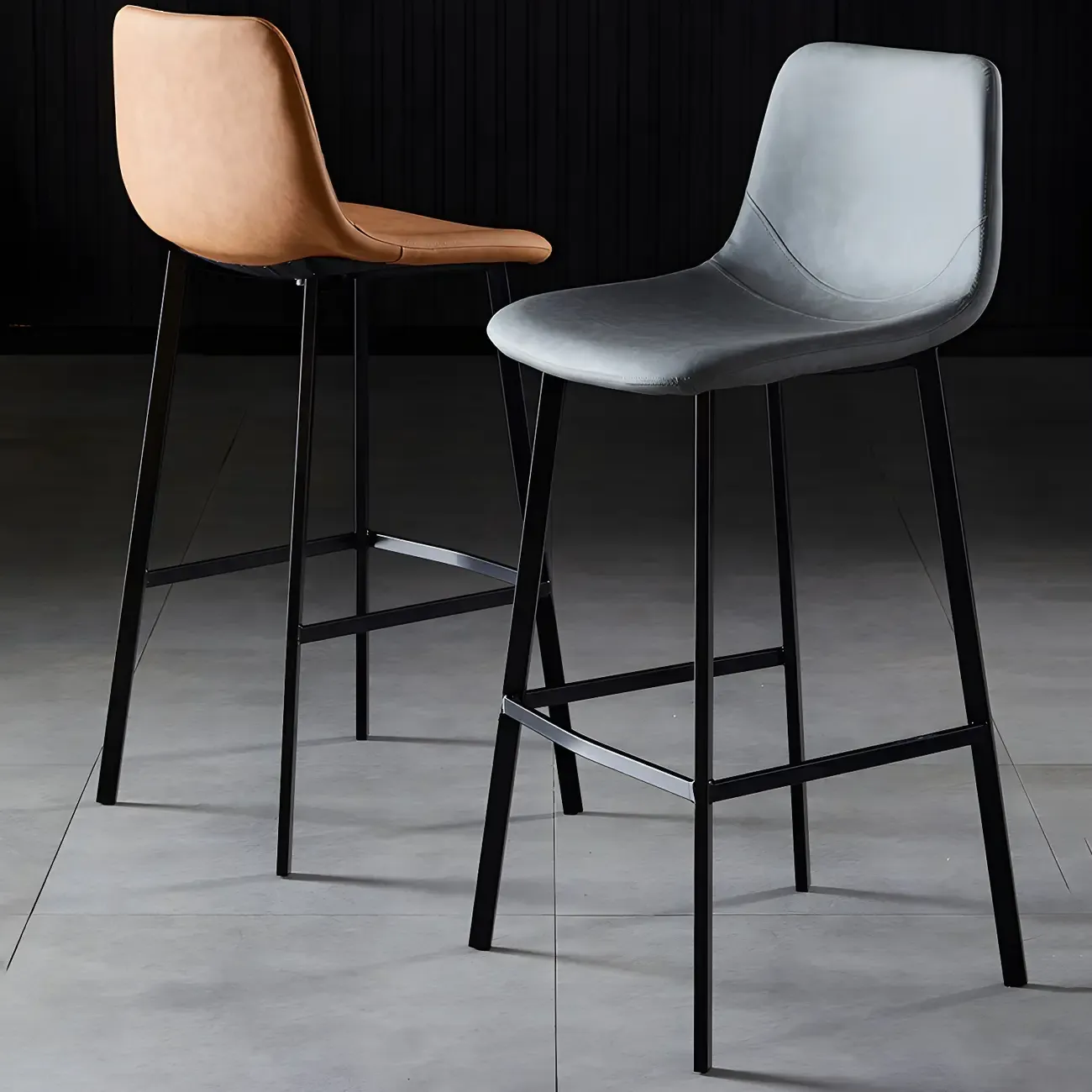 Bucket Low Back Upholstered Leather Counter Bar Stool Image - 15