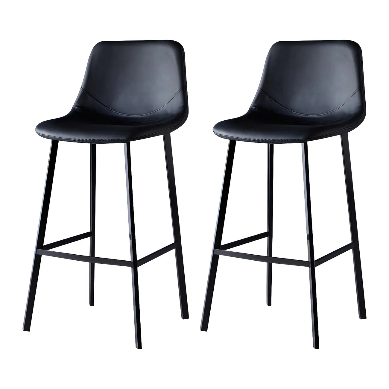 Bucket Low Back Upholstered Leather Counter Bar Stool Image - 28 | homeyfad