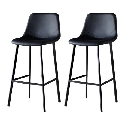 Bucket Low Back Upholstered Leather Counter Bar Stool Image - 28
