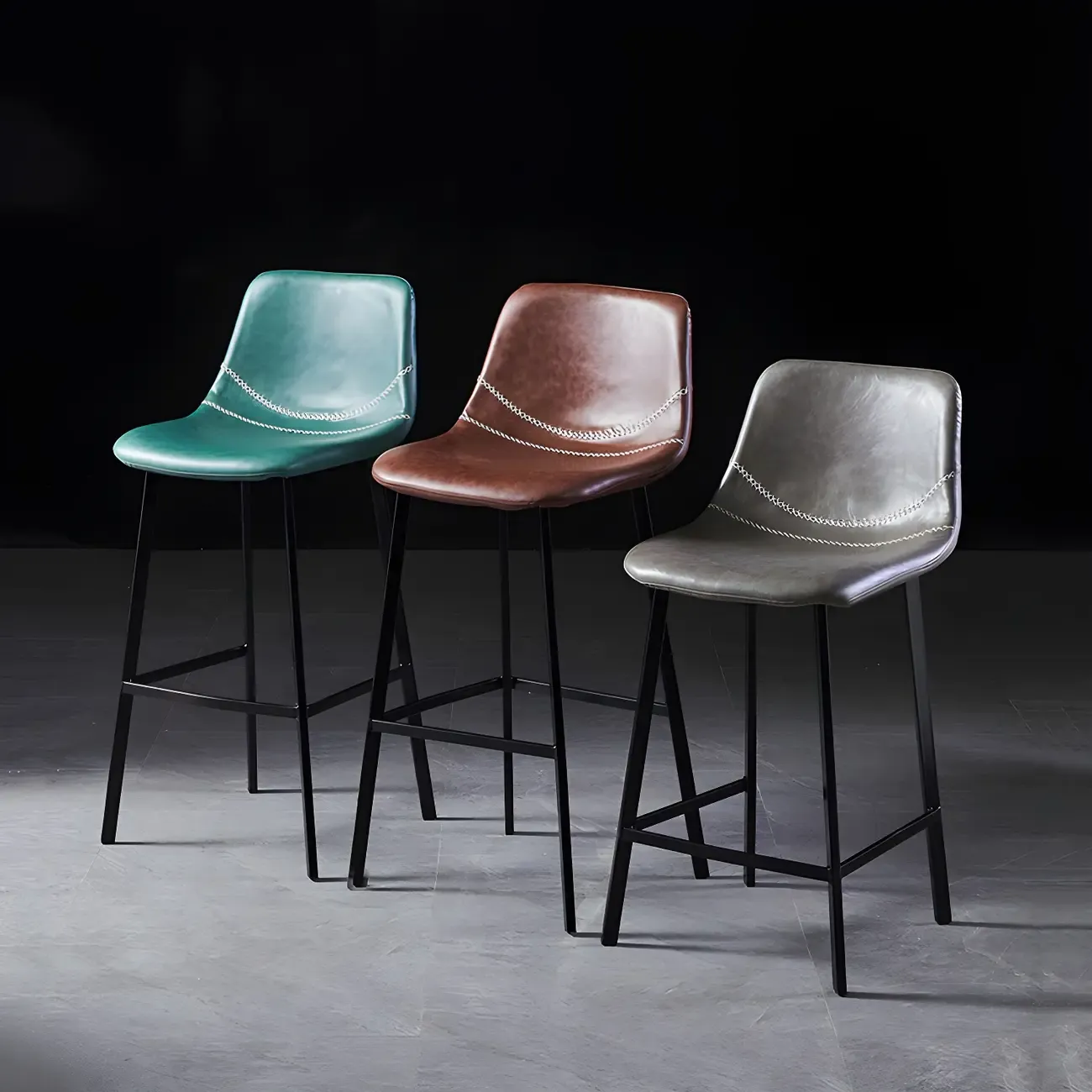 Bucket Low Back Upholstered Leather Counter Bar Stool Image - 6