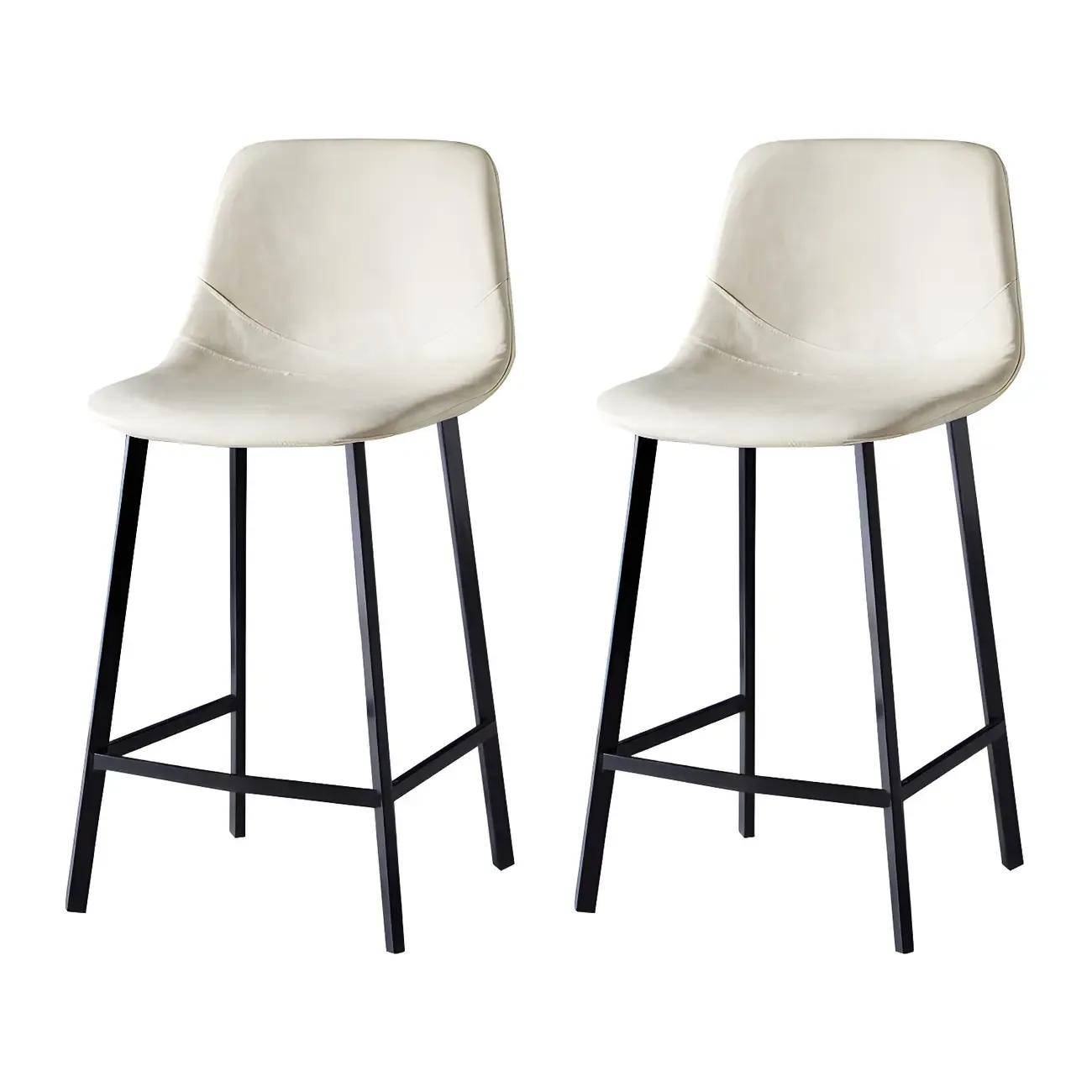 Bucket Low Back Upholstered Leather Counter Bar Stool Image - 31