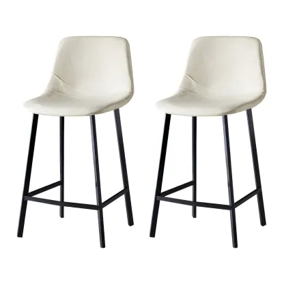 Bucket Low Back Upholstered Leather Counter Bar Stool Image - 31