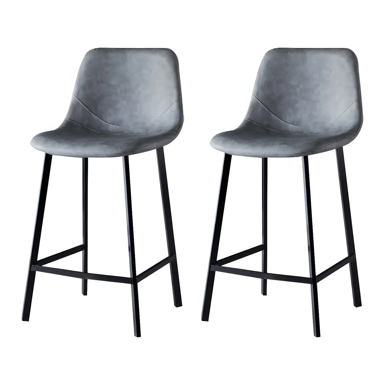 Bucket Low Back Upholstered Leather Counter Bar Stool Image - 34