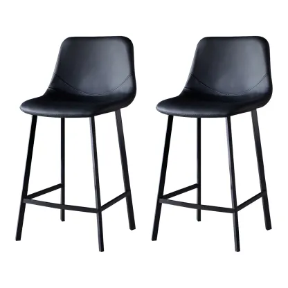 Bucket Low Back Upholstered Leather Counter Bar Stool Image - 37