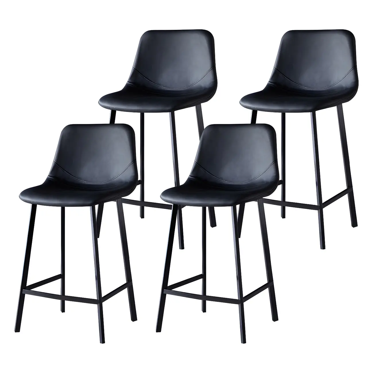 Bucket Low Back Upholstered Leather Counter Bar Stool Image - 38 | homeyfad