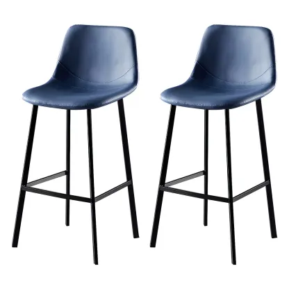 Bucket Low Back Upholstered Leather Counter Bar Stool Image - 40
