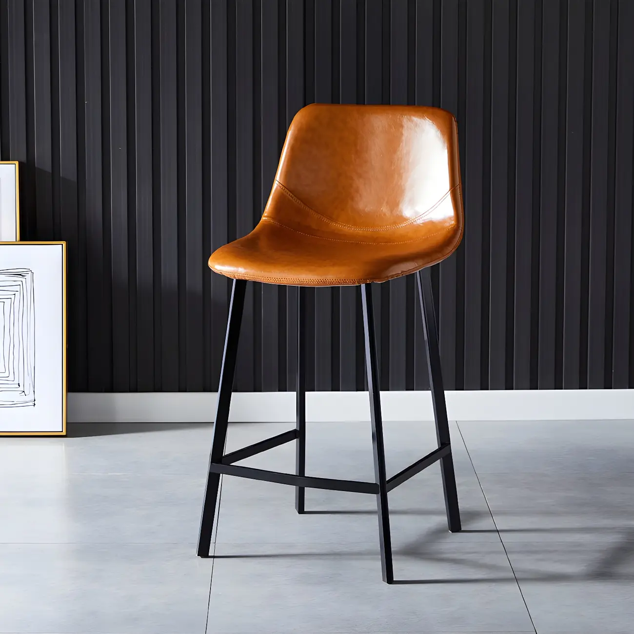Bucket Low Back Upholstered Leather Counter Bar Stool Image - 42 | homeyfad