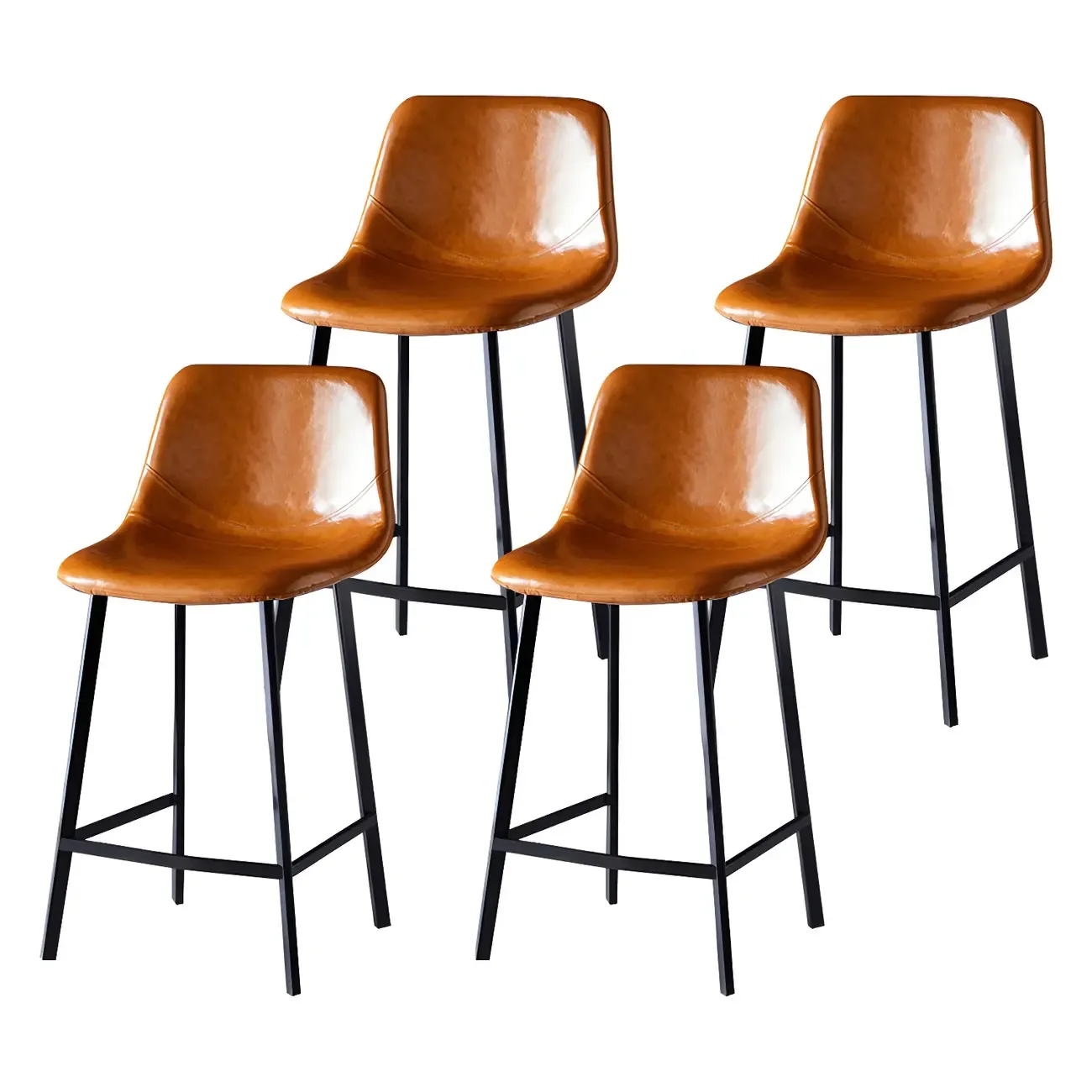 Bucket Low Back Upholstered Leather Counter Bar Stool Image - 44
