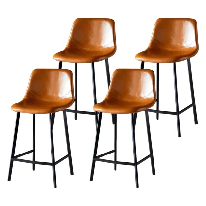 Bucket Low Back Upholstered Leather Counter Bar Stool Image - 44