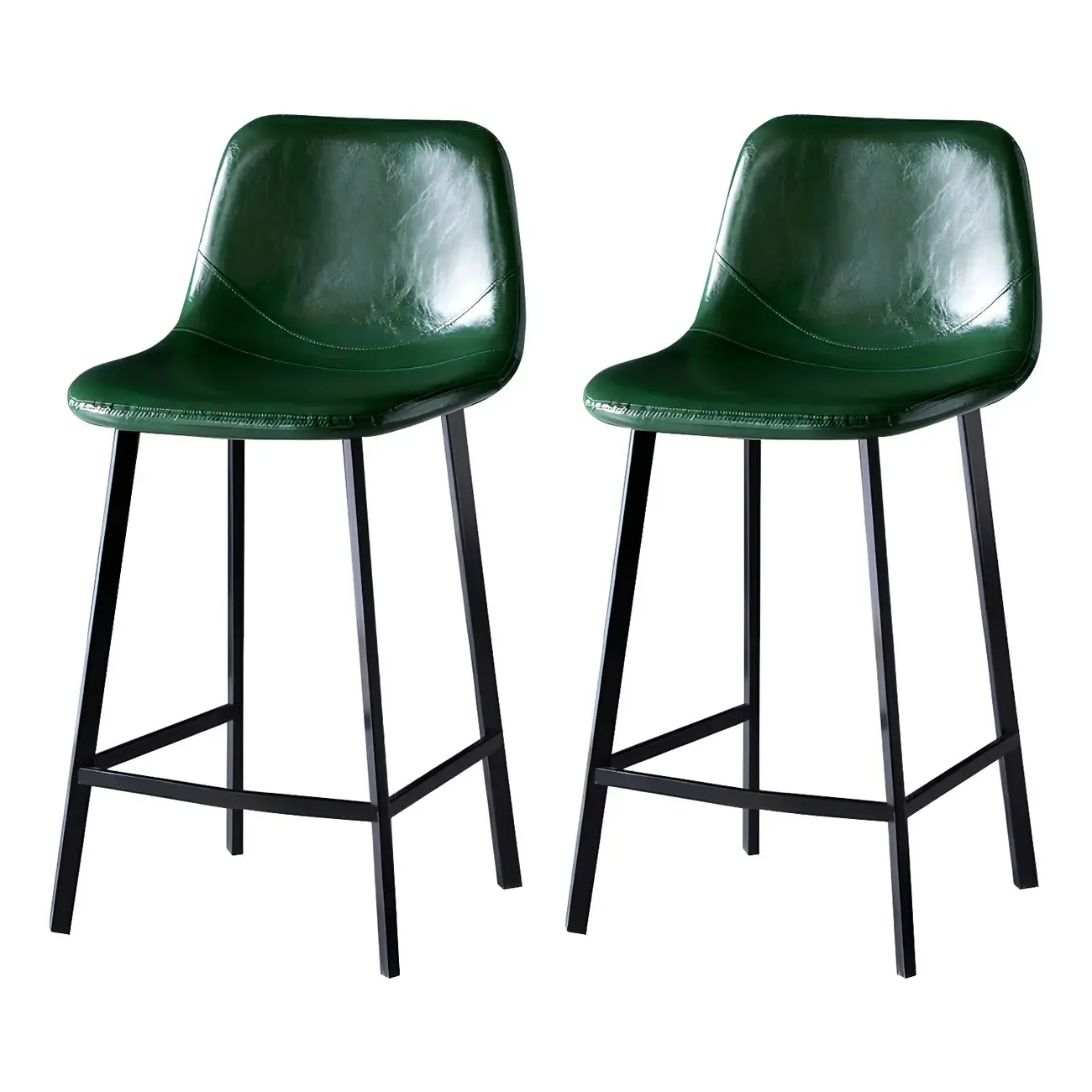 Bucket Low Back Upholstered Leather Counter Bar Stool Image - 46