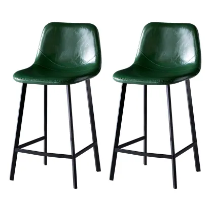 Bucket Low Back Upholstered Leather Counter Bar Stool Image - 46