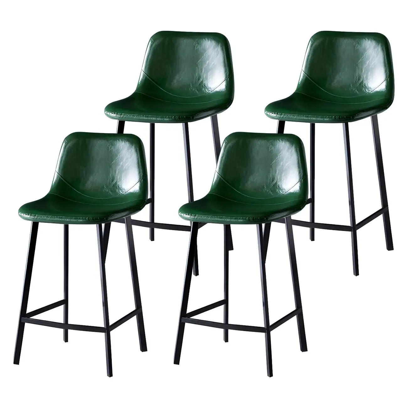 Bucket Low Back Upholstered Leather Counter Bar Stool Image - 47
