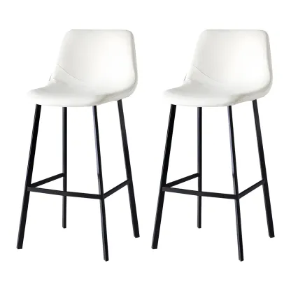 Bucket Low Back Upholstered Leather Counter Bar Stool Image - 49