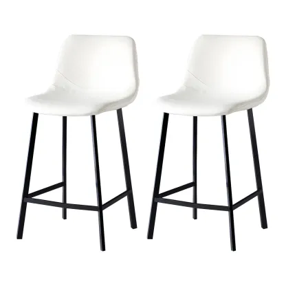 Bucket Low Back Upholstered Leather Counter Bar Stool Image - 52