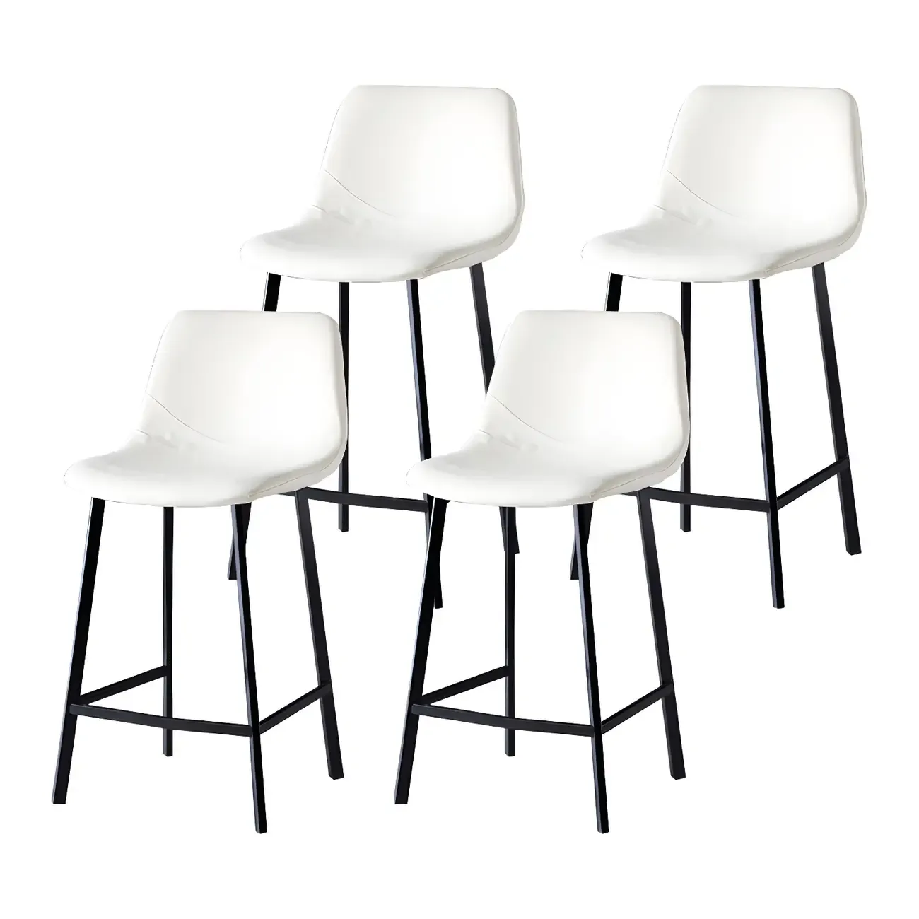 Bucket Low Back Upholstered Leather Counter Bar Stool Image - 53