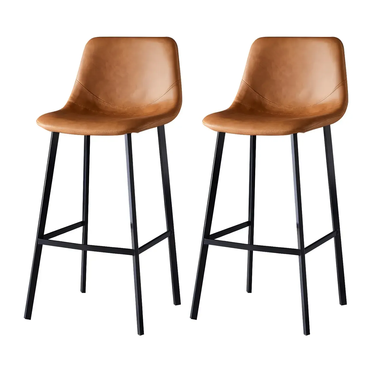 Bucket Low Back Upholstered Leather Counter Bar Stool Image - 58