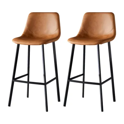 Bucket Low Back Upholstered Leather Counter Bar Stool Image - 58