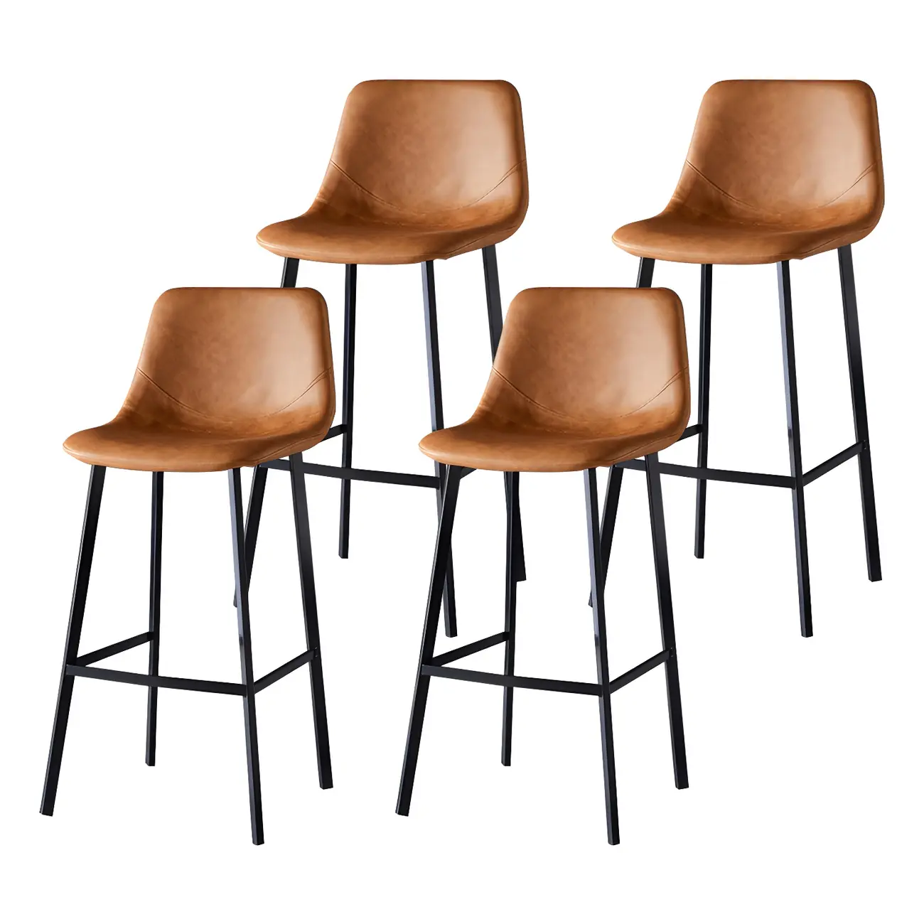 Bucket Low Back Upholstered Leather Counter Bar Stool Image - 59 | homeyfad