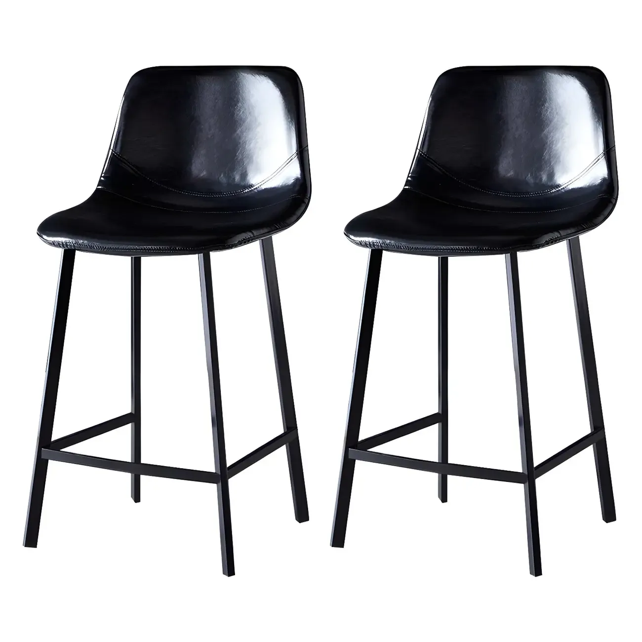 Bucket Low Back Upholstered Leather Counter Bar Stool Image - 64