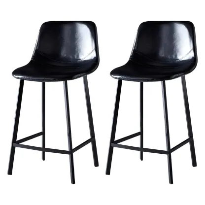 Bucket Low Back Upholstered Leather Counter Bar Stool Image - 64