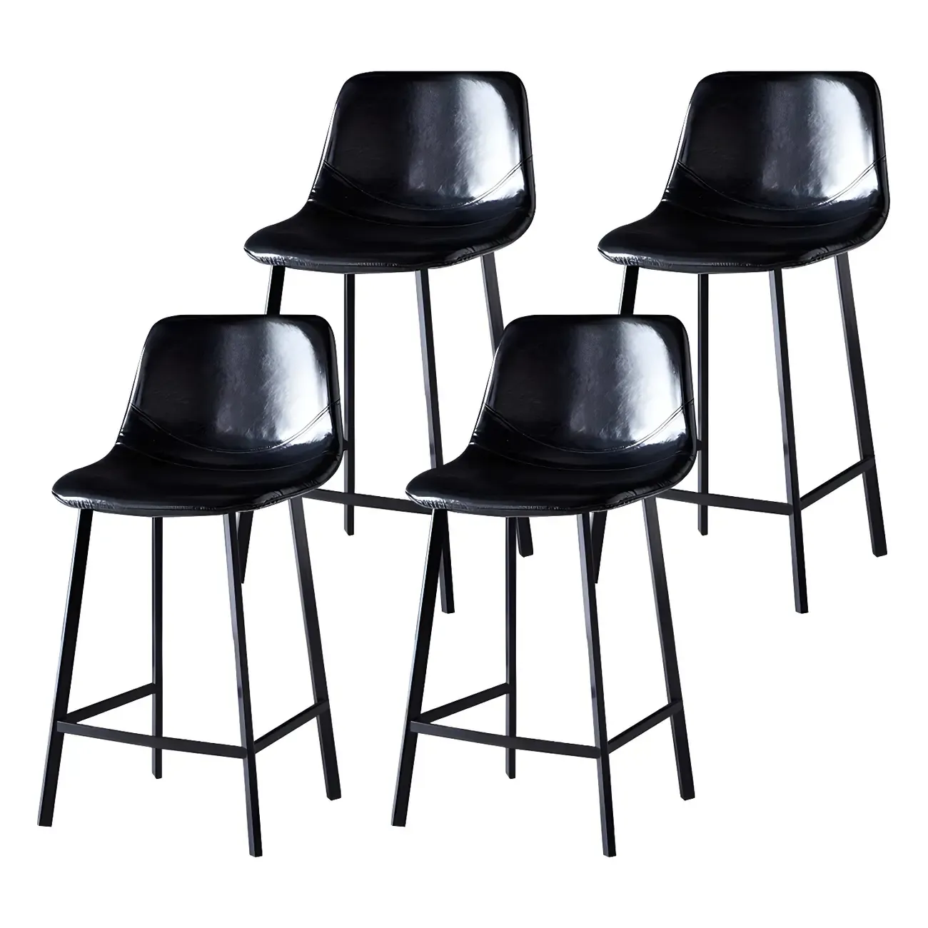 Bucket Low Back Upholstered Leather Counter Bar Stool Image - 65