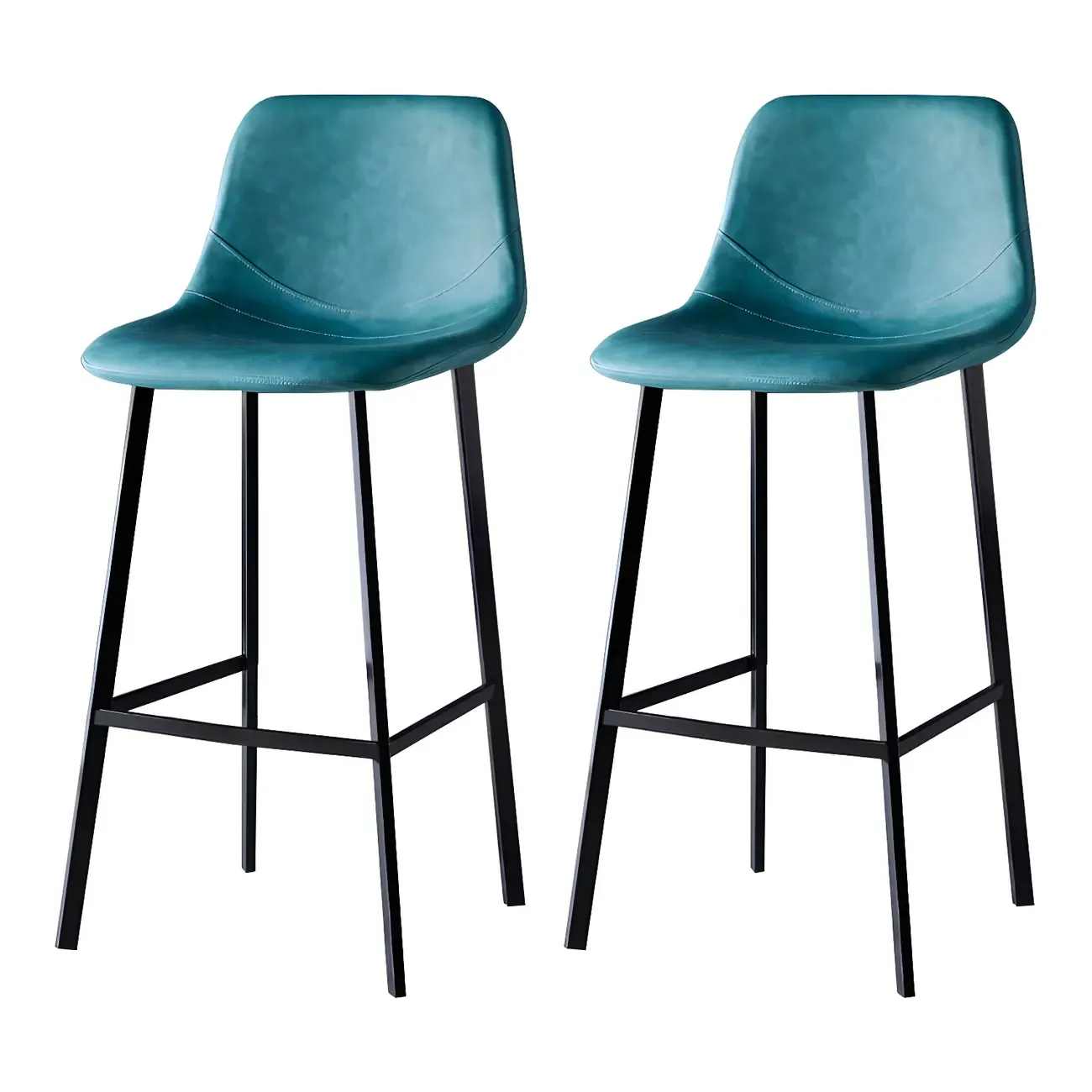 Bucket Low Back Upholstered Leather Counter Bar Stool Image - 67