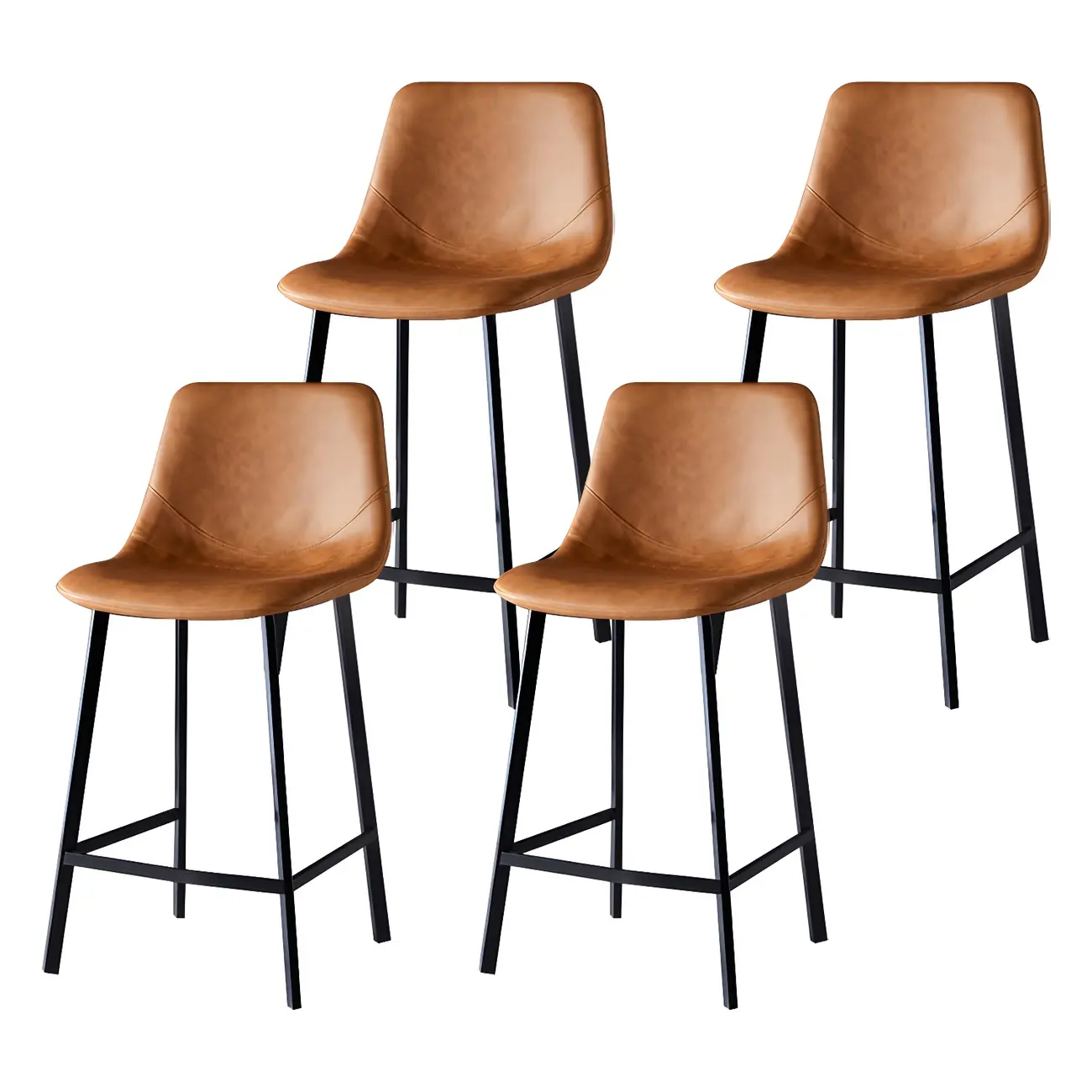 Bucket Low Back Upholstered Leather Counter Bar Stool Image - 71 | homeyfad
