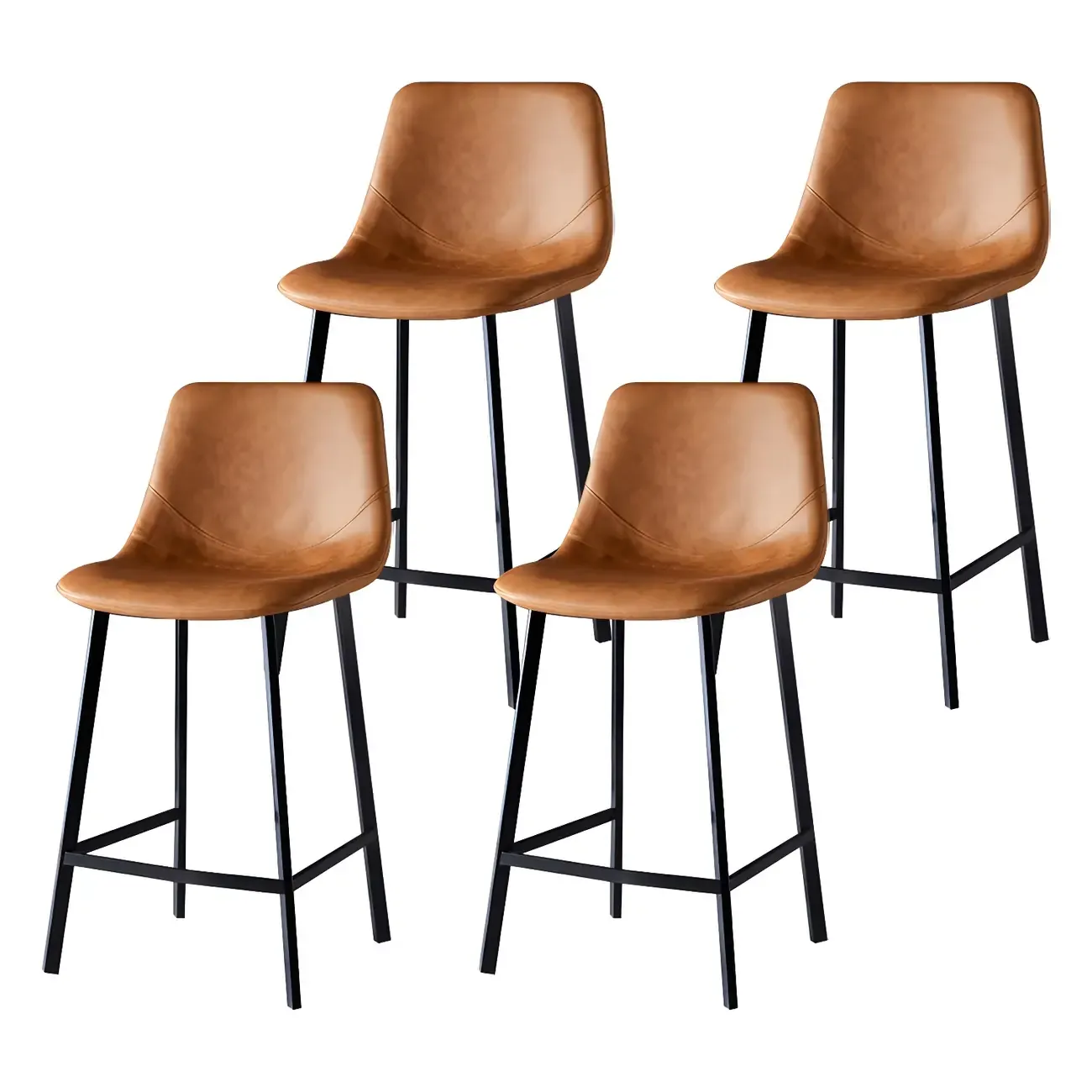 Bucket Low Back Upholstered Leather Counter Bar Stool Image - 71