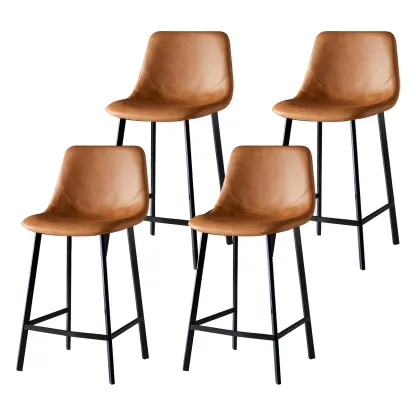 Bucket Low Back Upholstered Leather Counter Bar Stool Image - 71