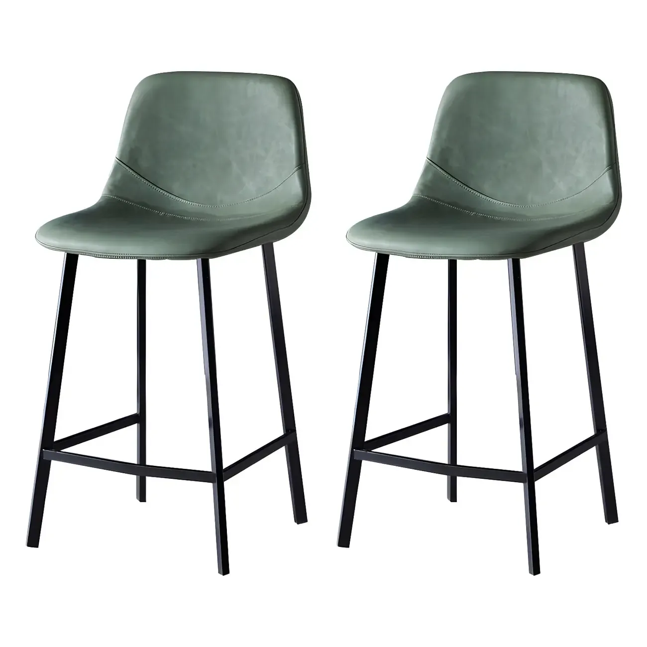 Bucket Low Back Upholstered Leather Counter Bar Stool Image - 76