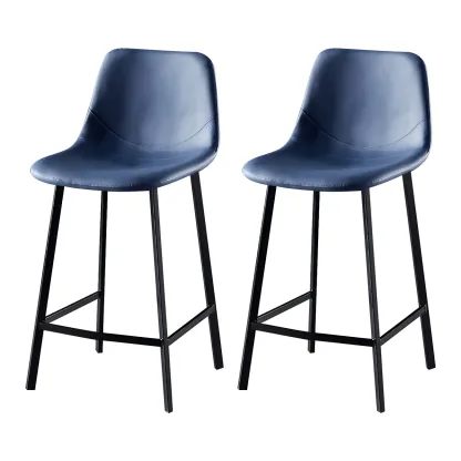 Bucket Low Back Upholstered Leather Counter Bar Stool Image - 82