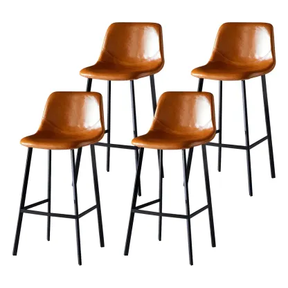 Bucket Low Back Upholstered Leather Counter Bar Stool Image - 89
