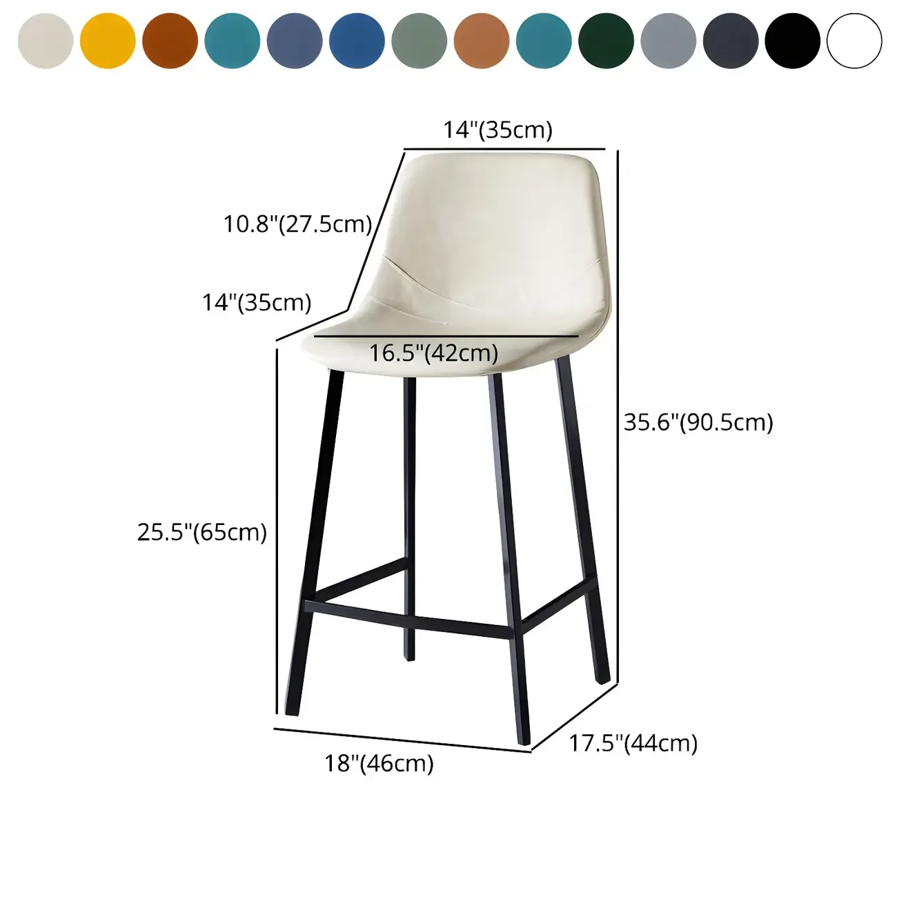 Bucket Low Back Upholstered Leather Counter Bar Stool Image - 13