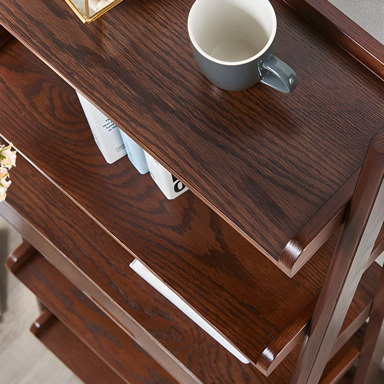 Scandinavian Wood Walnut 5-Tier Ladder Bookcase Image - 5 | homeyfad