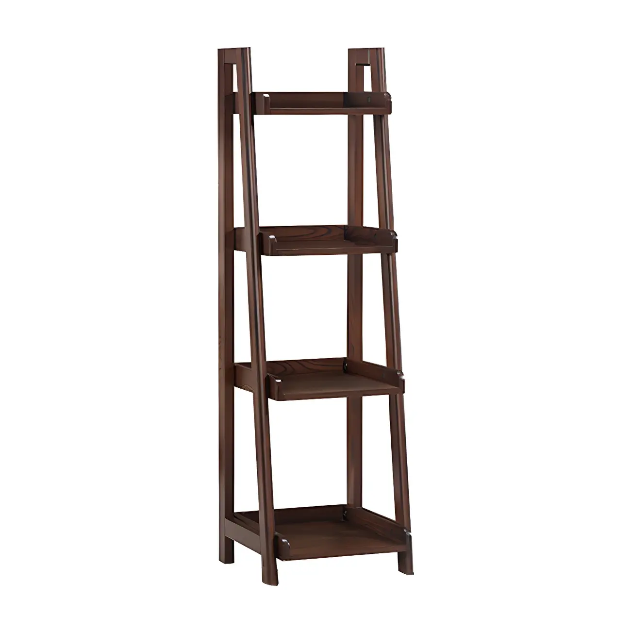 Scandinavian Wood Walnut 5-Tier Ladder Bookcase Image - 13 | homeyfad