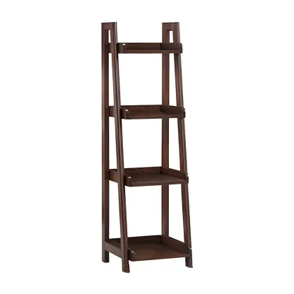 Scandinavian Wood Walnut 5-Tier Ladder Bookcase Image - 13
