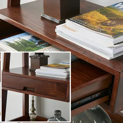 Scandinavian Wood Walnut 5-Tier Ladder Bookcase Image - 16