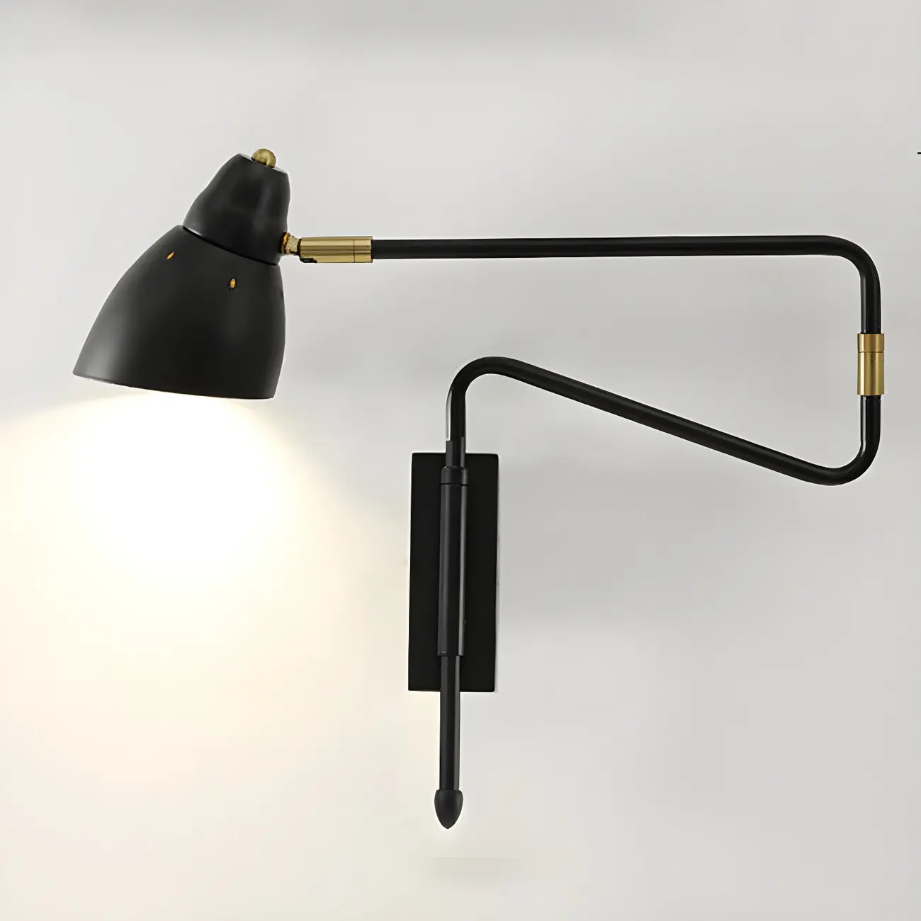 Modern Brass Black Adjustable Swing Arm Wall Light Image - 7 | homeyfad