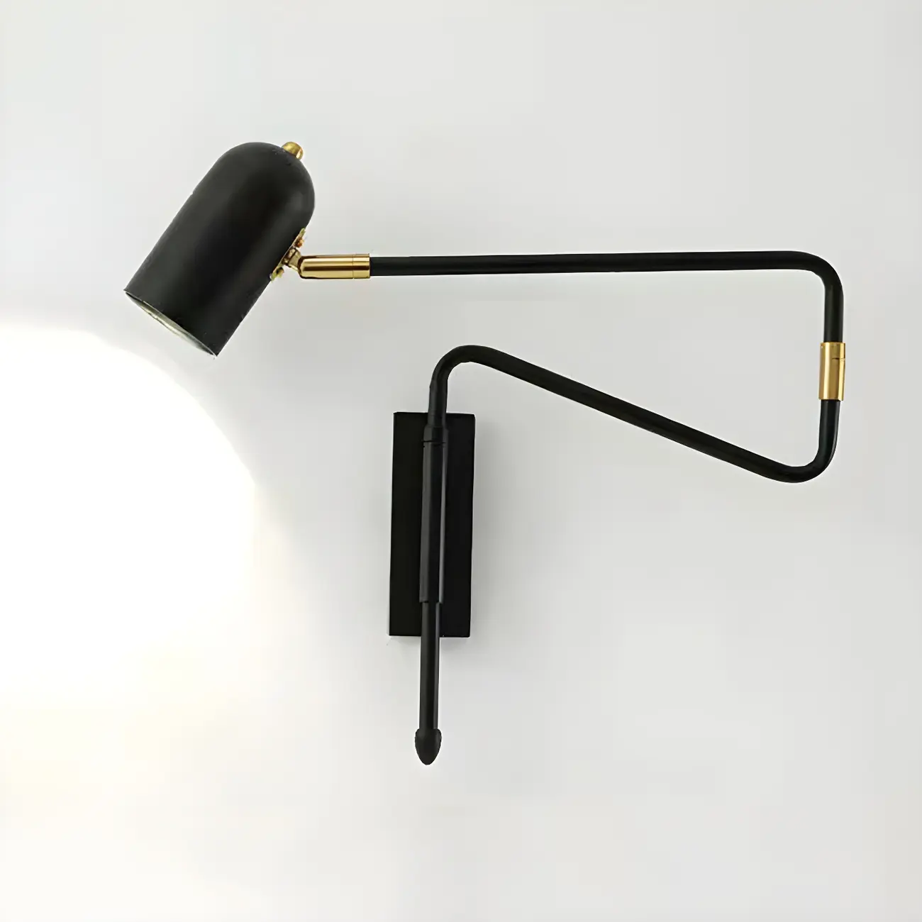 Modern Brass Black Adjustable Swing Arm Wall Light Image - 5 | homeyfad