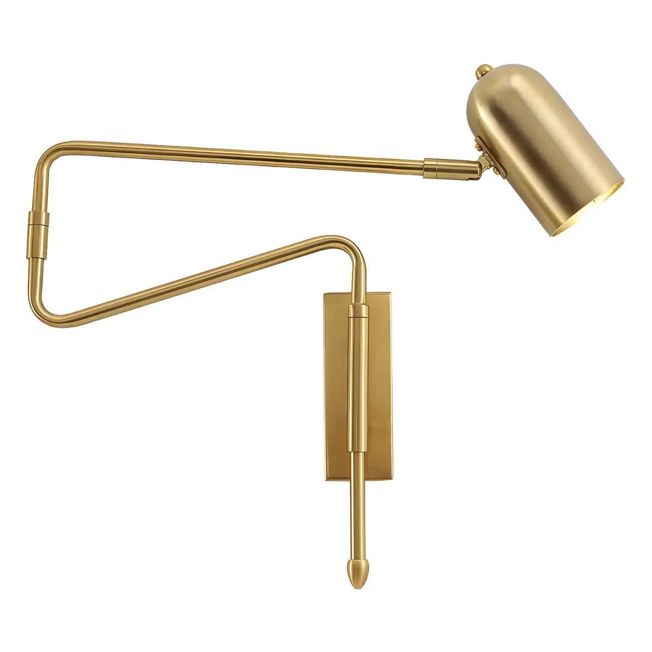 Modern Brass Black Adjustable Swing Arm Wall Light Image - 9 | homeyfad