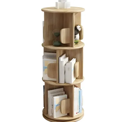 Rotatable Modern Solid Wood Geometric Display Bookcase Image - 11