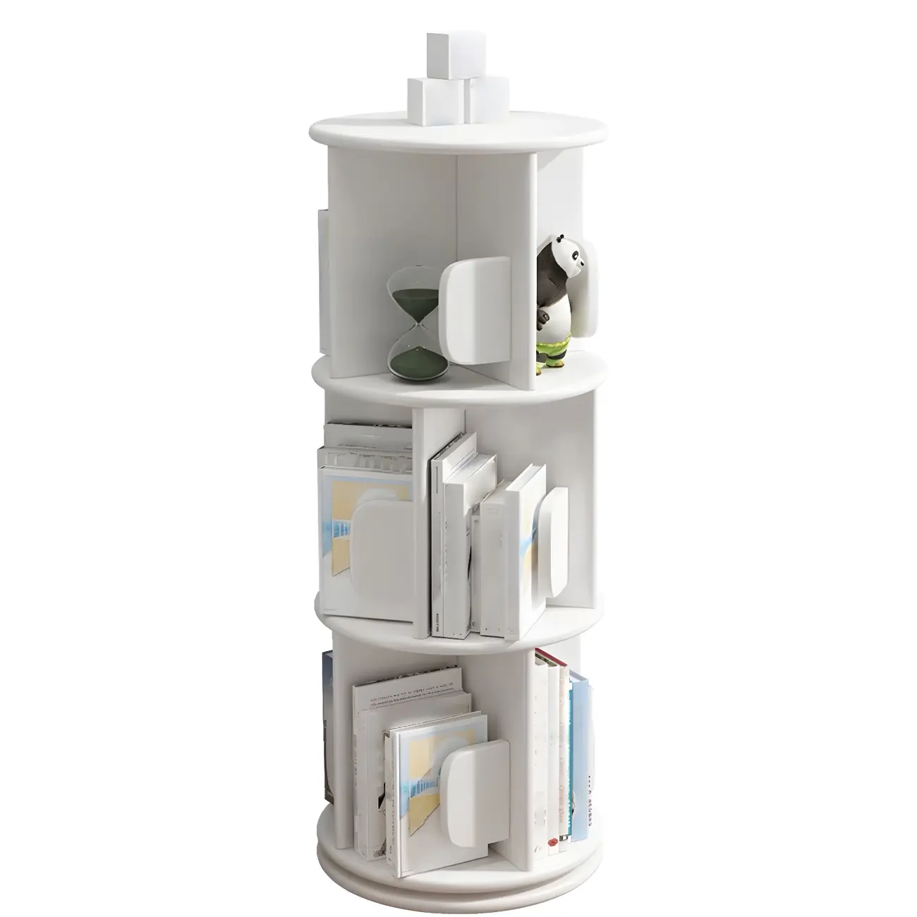 Rotatable Modern Solid Wood Geometric Display Bookcase Image - 10 | homeyfad