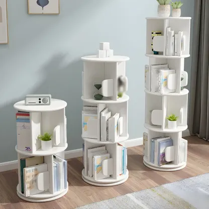 Rotatable Modern Solid Wood Geometric Display Bookcase Image - 3