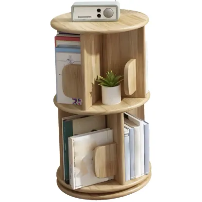 Rotatable Modern Solid Wood Geometric Display Bookcase Image - 6