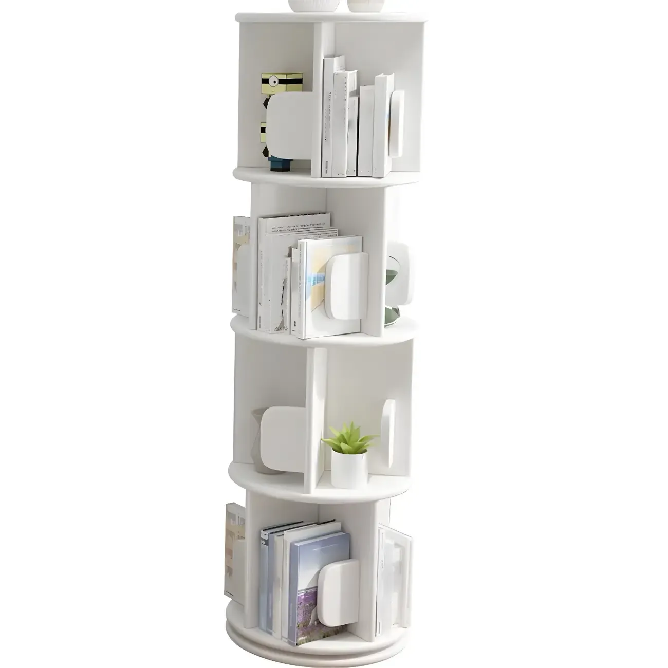 Rotatable Modern Solid Wood Geometric Display Bookcase Image - 15