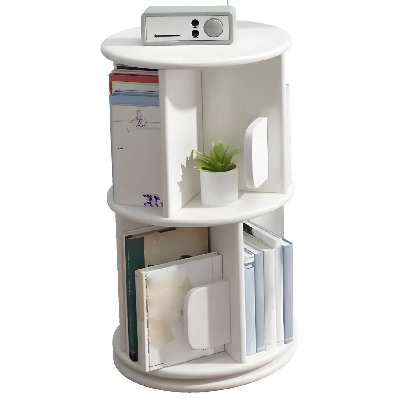 Rotatable Modern Solid Wood Geometric Display Bookcase Image - 8 | homeyfad