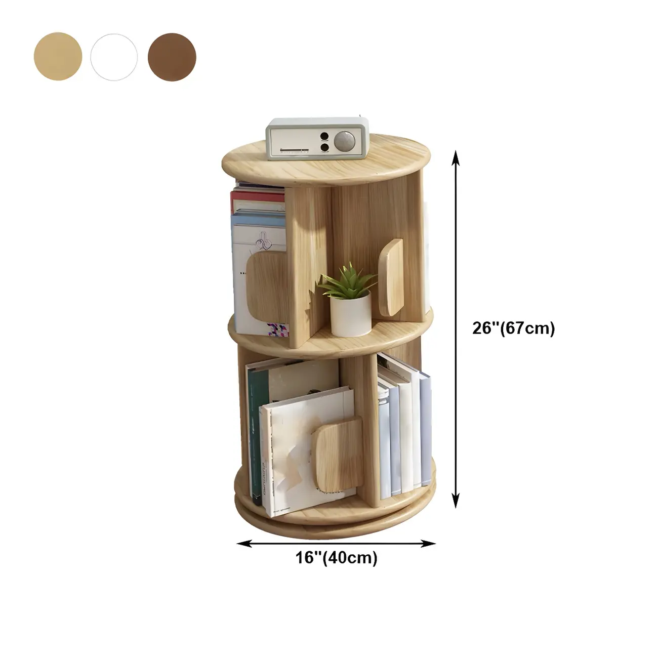 Rotatable Modern Solid Wood Geometric Display Bookcase #size | homeyfad